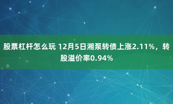 股票杠杆怎么玩 12月5日湘泵转债上涨2.11%，转股溢价率0.94%