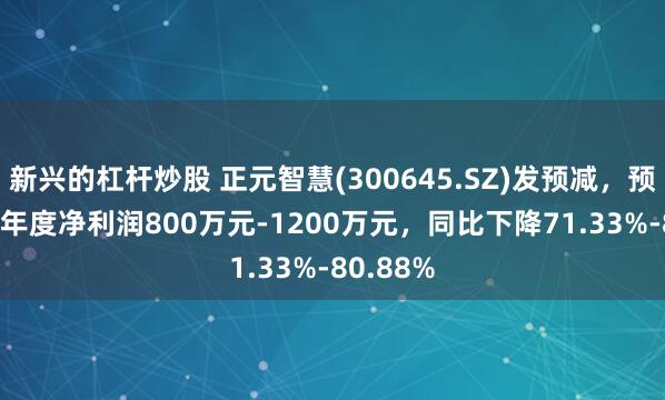 新兴的杠杆炒股 正元智慧(300645.SZ)发预减，预计2024年度净利润800万元-1200万元，同比下降71.33%-80.88%