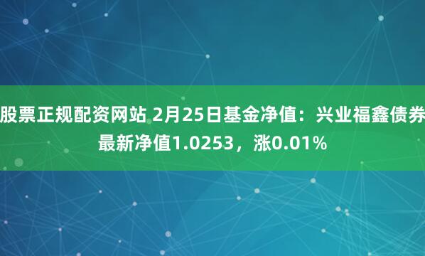 股票正规配资网站 2月25日基金净值：兴业福鑫债券最新净值1.0253，涨0.01%